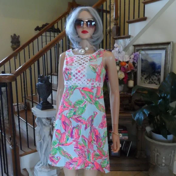 Lilly Pulitzer | Dresses | New Lilly Pulitzer Light Blue Multi Coloraline  Dress Wembroidery Detail Size 2 | Poshmark